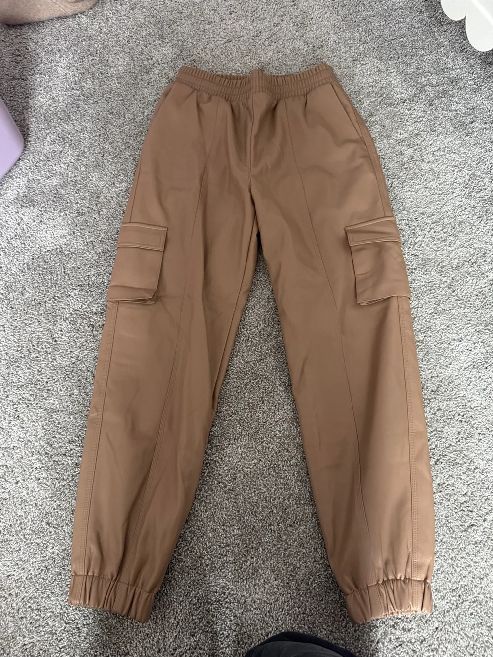 Alo brown leather joggers